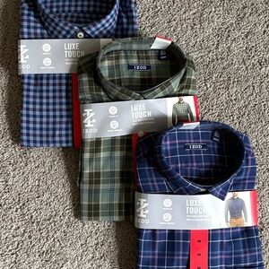 IZOD Men's Luxe Twill Button Down Shirt Bundle of 3